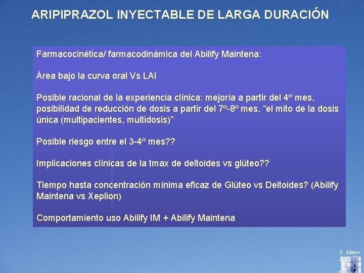 ARIPIPRAZOL INYECTABLE DE LARGA DURACIÓN Farmacocinética/ farmacodinámica del Abilify Maintena: Área bajo la curva