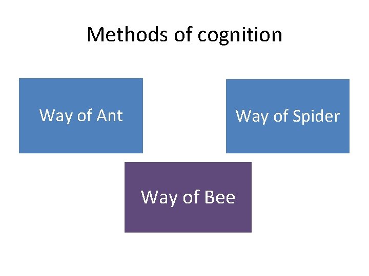 Methods of cognition Way of Ant Way of Spider Way of Bee 