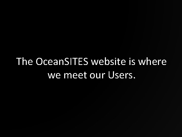 The Ocean. SITES website is where we meet our Users. 