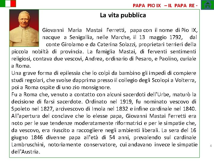 PAPA PIO IX – IL PAPA RE - La vita pubblica Giovanni Maria Mastai