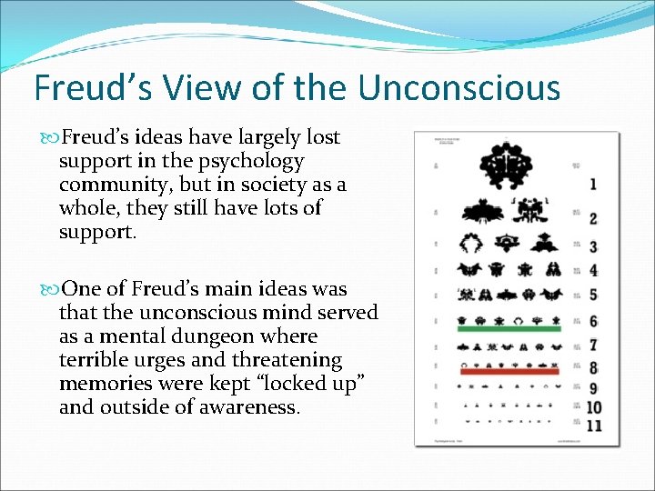 Freud’s View of the Unconscious Freud’s ideas have largely lost support in the psychology