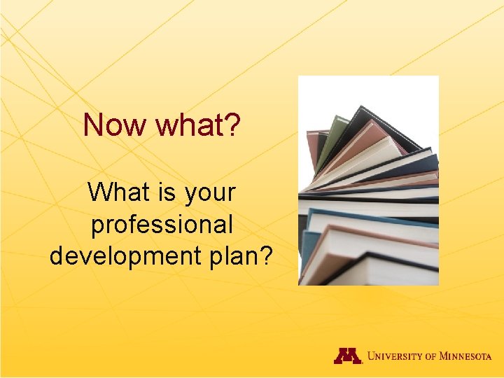 Now what? What is your professional development plan? 