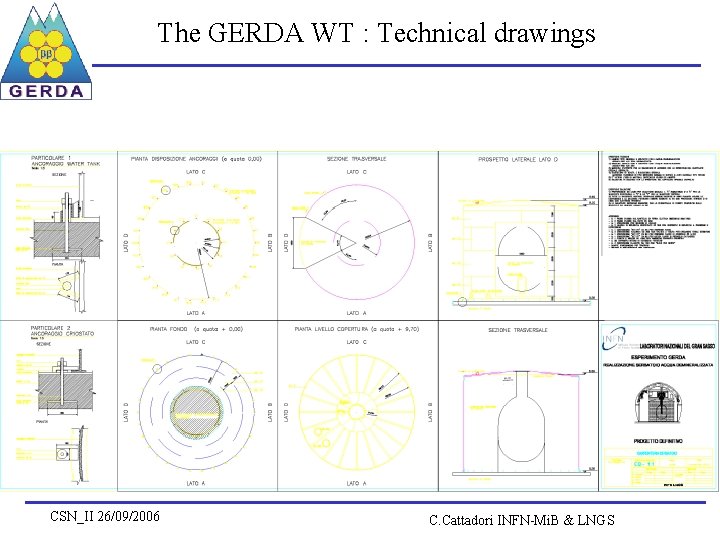 The GERDA WT : Technical drawings CSN_II 26/09/2006 C. Cattadori INFN-Mi. B & LNGS