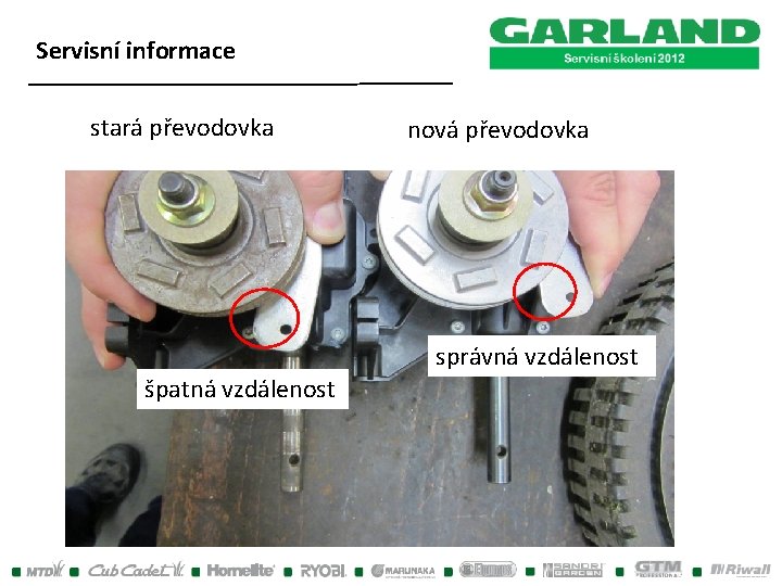 Servisní informace stará převodovka nová převodovka správná vzdálenost špatná vzdálenost Servisní informace stará převodovka nová převodovka správná vzdálenost špatná vzdálenost