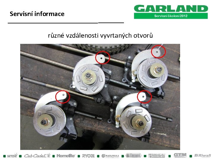Servisní informace různé vzdálenosti vyvrtaných otvorů Servisní informace různé vzdálenosti vyvrtaných otvorů