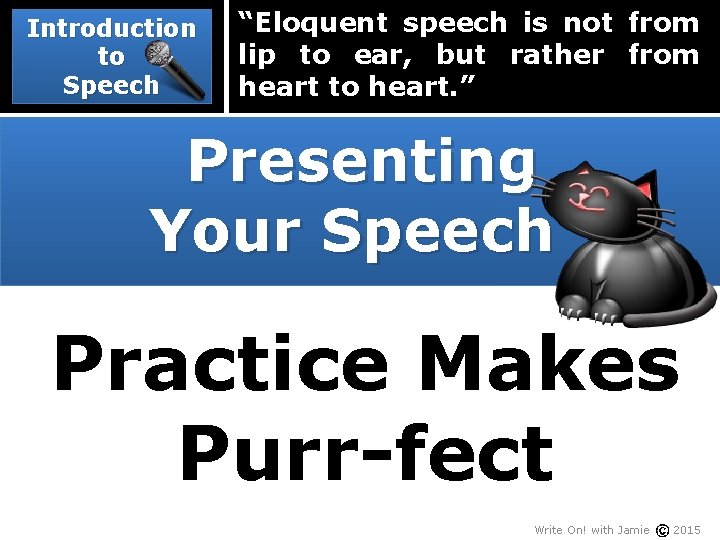 Introduction to Speech “Eloquent speech is not from lip to ear, but rather from