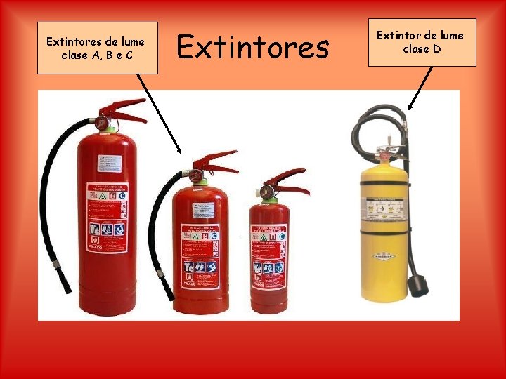 Extintores de lume clase A, B e C Extintores Extintor de lume clase D