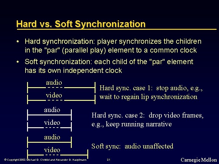 Hard vs. Soft Synchronization • Hard synchronization: player synchronizes the children in the "par"