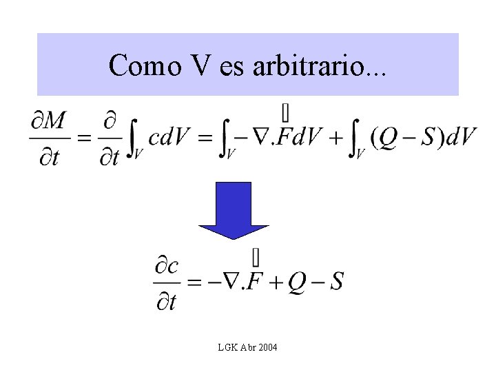 Como V es arbitrario. . . LGK Abr 2004 