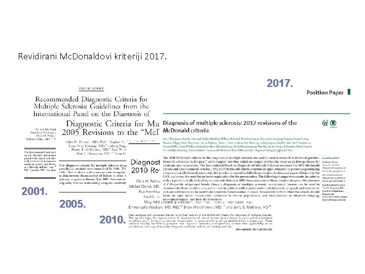 Revidirani Mc. Donaldovi kriteriji 2017. 2001 2005. 2010. 