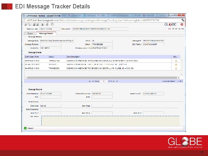 EDI Message Tracker Details 17 