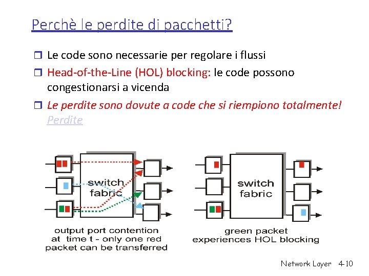 Perchè le perdite di pacchetti? r Le code sono necessarie per regolare i flussi