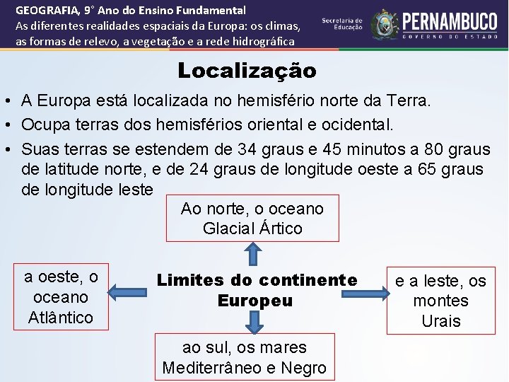 GEOGRAFIA, 9° Ano do Ensino Fundamental As diferentes realidades espaciais da Europa: os climas,