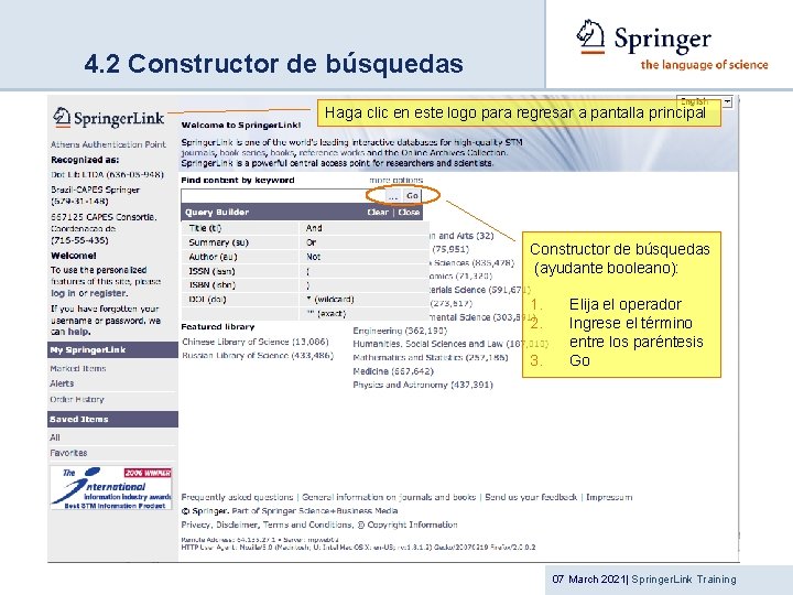 4. 2 Constructor de búsquedas Haga clic en este logo para regresar a pantalla