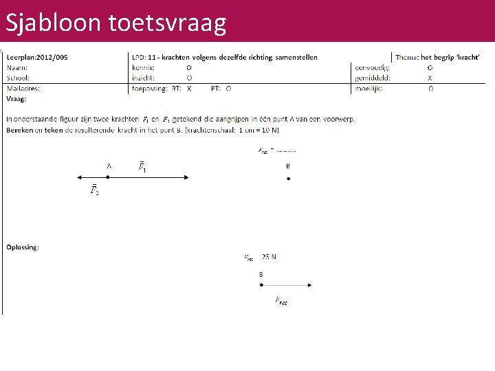 Sjabloon toetsvraag 