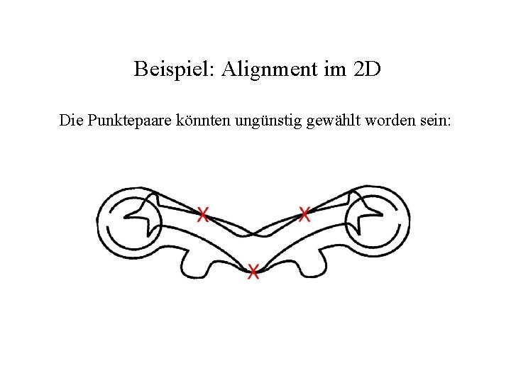 Beispiel: Alignment im 2 D Die Punktepaare könnten ungünstig gewählt worden sein: 