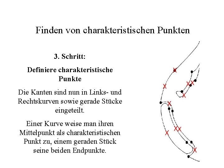 Finden von charakteristischen Punkten 3. Schritt: Definiere charakteristische Punkte Die Kanten sind nun in
