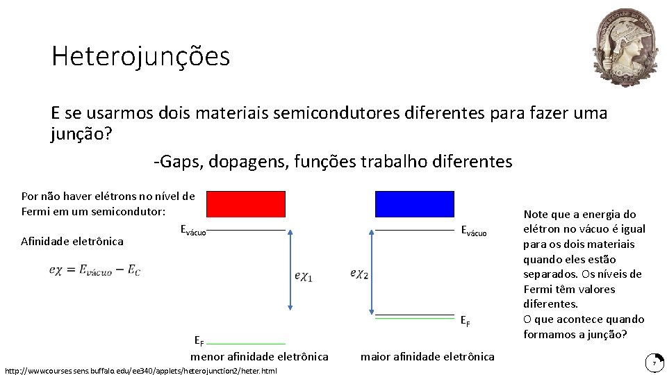 Heterojunções E se usarmos dois materiais semicondutores diferentes para fazer uma junção? -Gaps, dopagens, Heterojunções E se usarmos dois materiais semicondutores diferentes para fazer uma junção? -Gaps, dopagens,