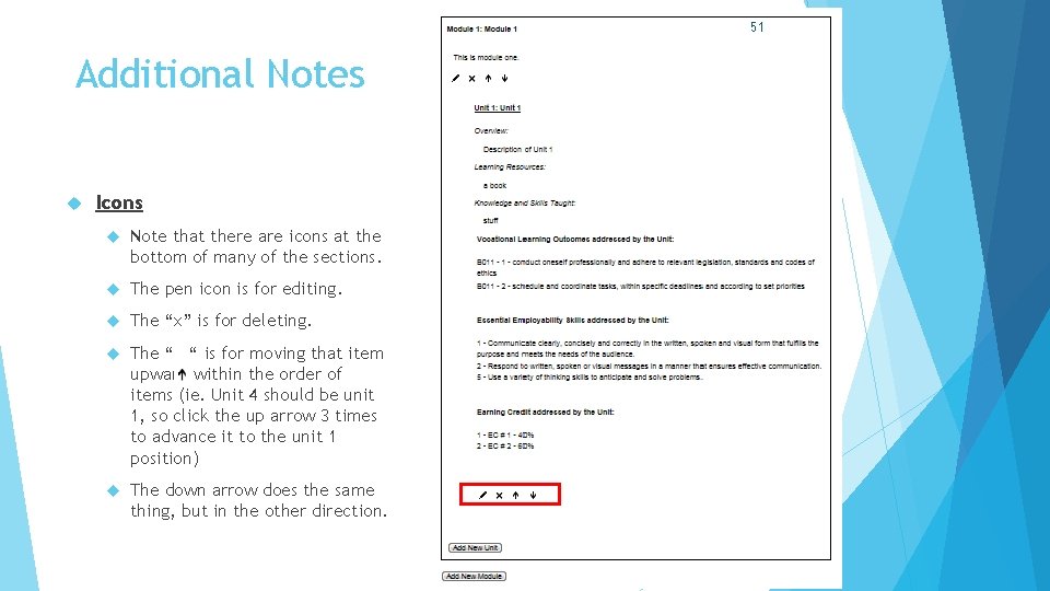 51 Additional Notes Icons Note that there are icons at the bottom of many