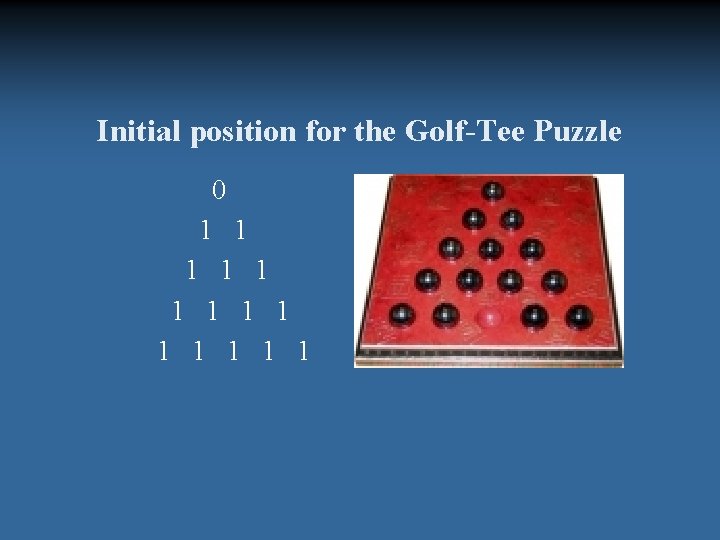 Initial position for the Golf-Tee Puzzle 0 1 1 1 1 1 