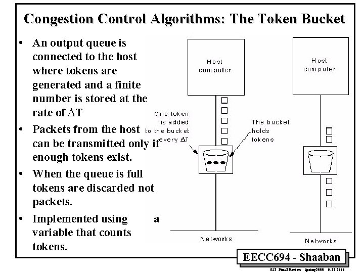 Congestion Control Algorithms: The Token Bucket • An output queue is connected to the