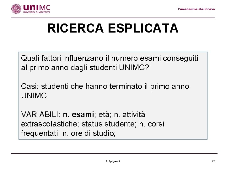 RICERCA ESPLICATA Quali fattori influenzano il numero esami conseguiti al primo anno dagli studenti