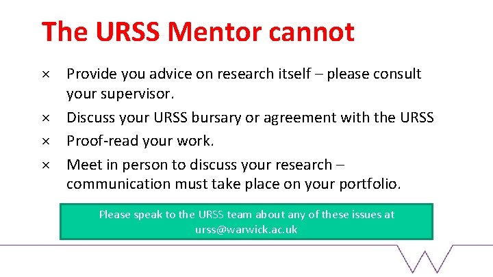 The URSS Mentor cannot × Provide you advice on research itself – please consult