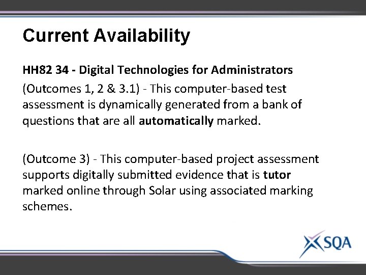 Current Availability HH 82 34 - Digital Technologies for Administrators (Outcomes 1, 2 &