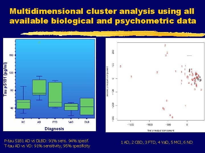 Multidimensional cluster analysis using all available biological and psychometric data P-tau S 181 AD