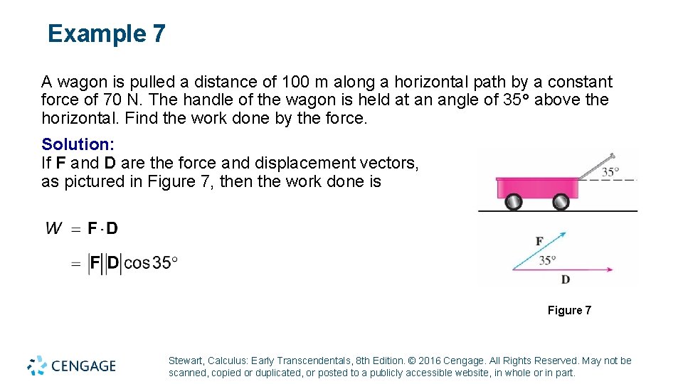 Example 7 A wagon is pulled a distance of 100 m along a horizontal
