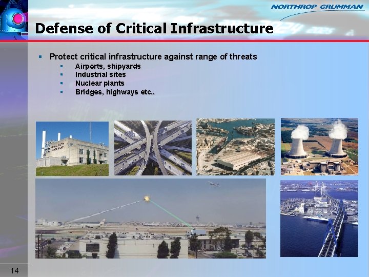 Defense of Critical Infrastructure § Protect critical infrastructure against range of threats § §