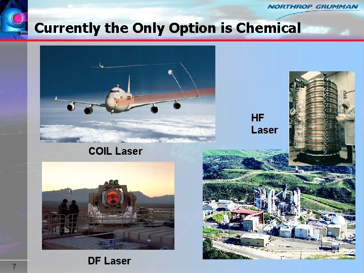 Currently the Only Option is Chemical HF Laser COIL Laser 7 DF Laser Copyright