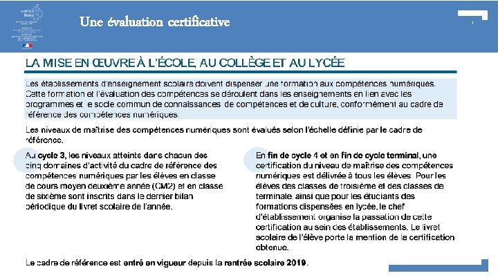 Une évaluation certificative 1 