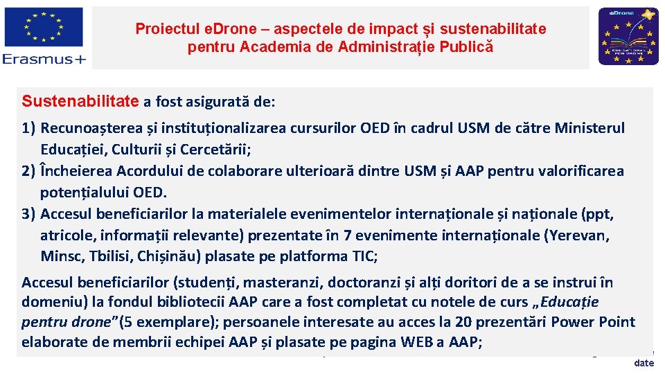 Proiectul e. Drone – aspectele de impact și sustenabilitate pentru Academia de Administrație Publică