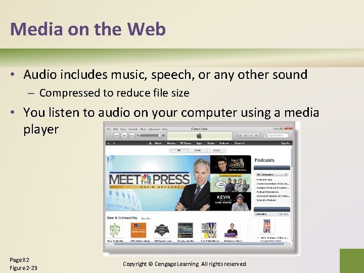 Media on the Web • Audio includes music, speech, or any other sound –