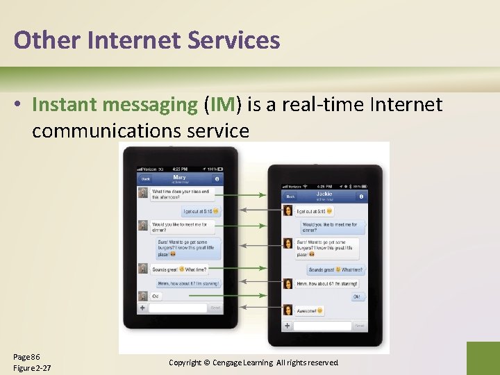 Other Internet Services • Instant messaging (IM) is a real-time Internet communications service Page
