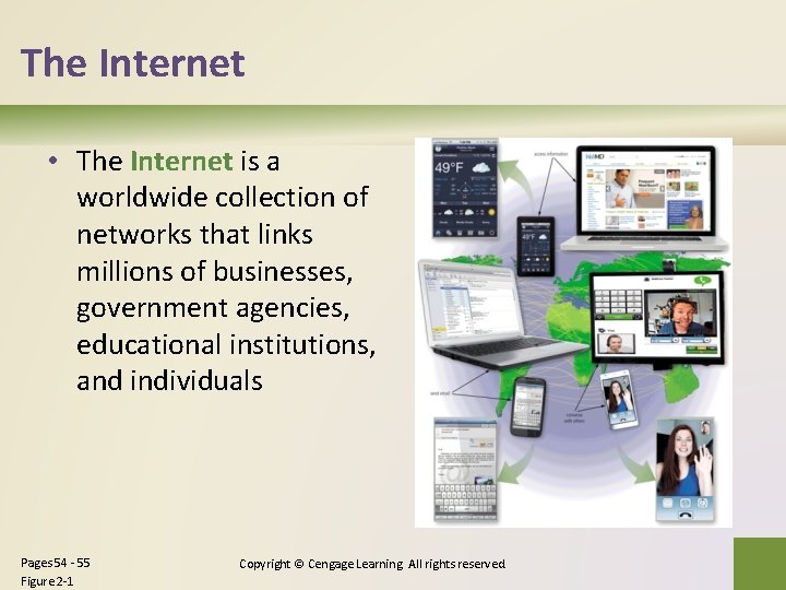 The Internet • The Internet is a worldwide collection of networks that links millions