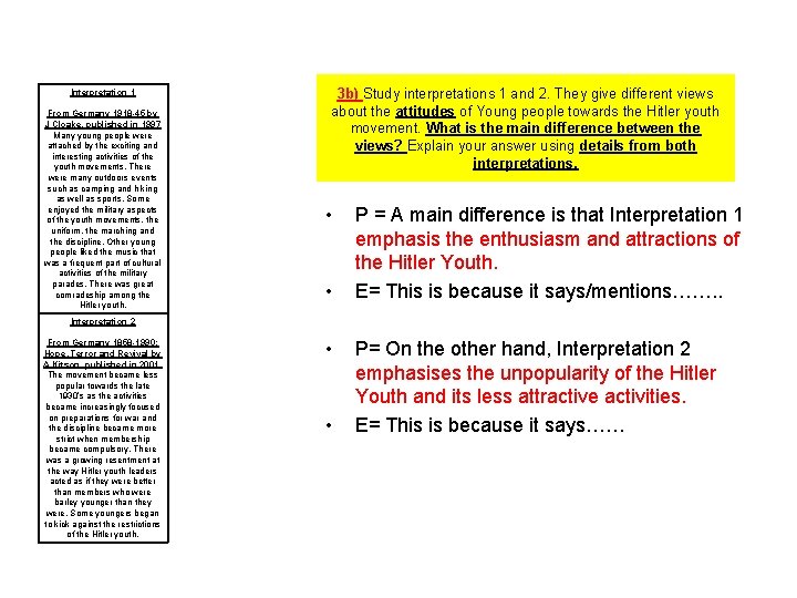 Interpretation 1 From Germany 1918 -45 by J Cloake, published in 1997 Many young