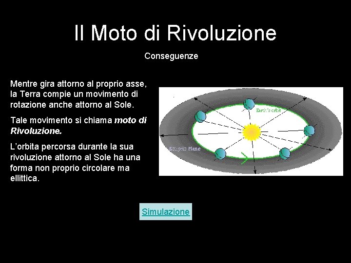 Il Moto di Rivoluzione Conseguenze Mentre gira attorno al proprio asse, la Terra compie Il Moto di Rivoluzione Conseguenze Mentre gira attorno al proprio asse, la Terra compie