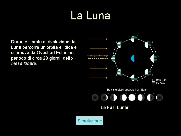 La Luna Durante il moto di rivoluzione, la Luna percorre un’orbita ellittica e si La Luna Durante il moto di rivoluzione, la Luna percorre un’orbita ellittica e si