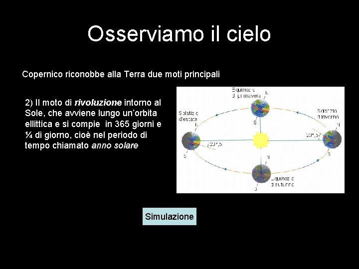Osserviamo il cielo Copernico riconobbe alla Terra due moti principali 2) Il moto di Osserviamo il cielo Copernico riconobbe alla Terra due moti principali 2) Il moto di