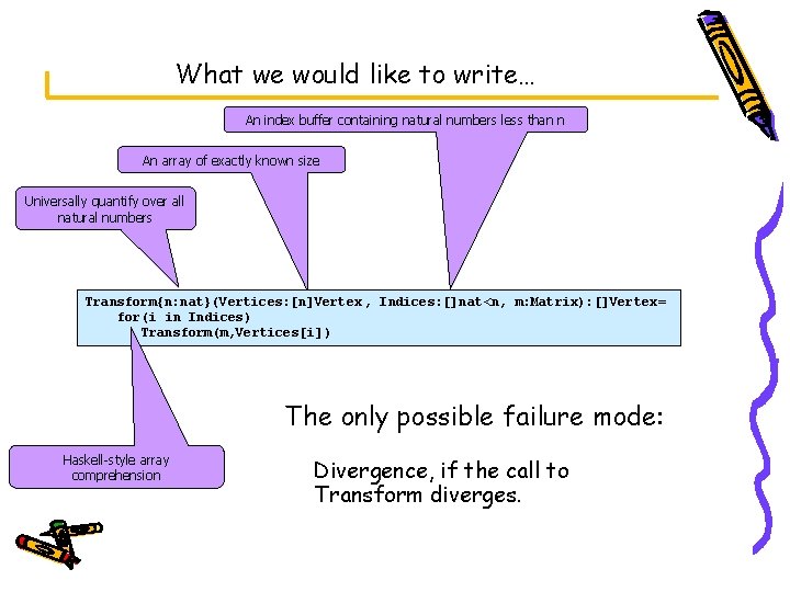 What we would like to write… An index buffer containing natural numbers less than