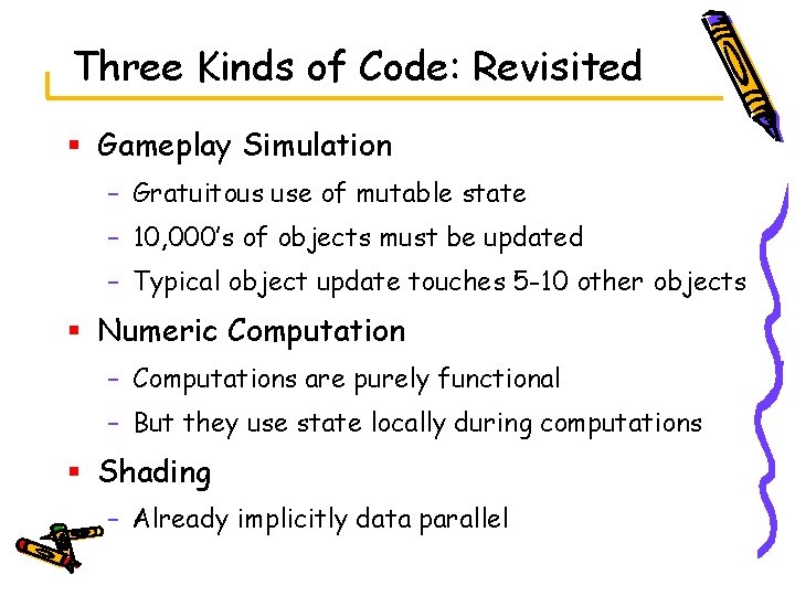 Three Kinds of Code: Revisited § Gameplay Simulation – Gratuitous use of mutable state