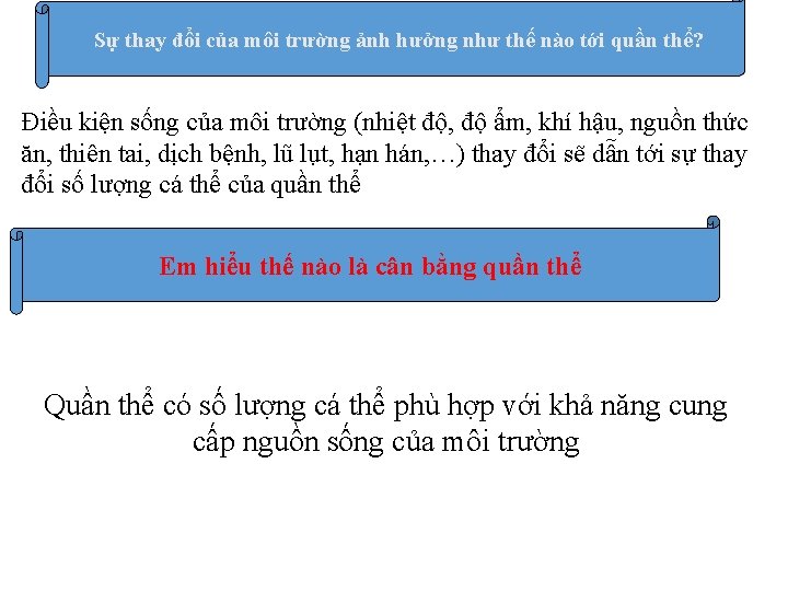 Sự thay đổi của môi trường ảnh hưởng như thế nào tới quần thể?