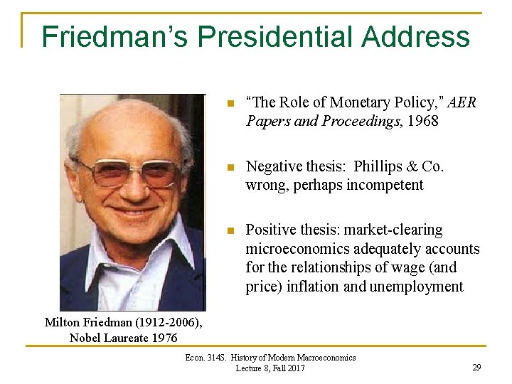 History Of Modern Macroeconomics Lecture 8 The Managed