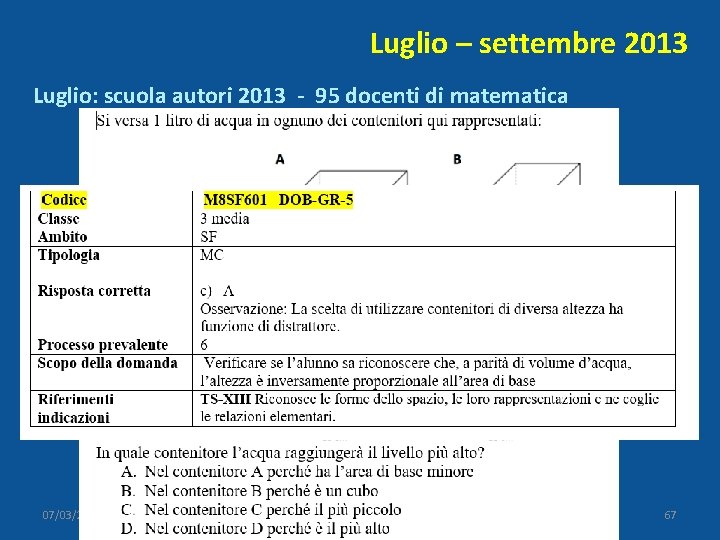 Luglio – settembre 2013 Luglio: scuola autori 2013 - 95 docenti di matematica 07/03/2021