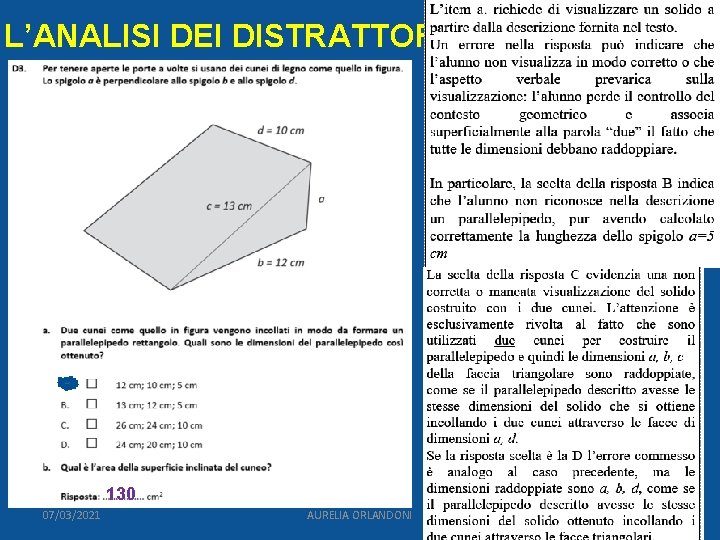 L’ANALISI DEI DISTRATTORI 130 07/03/2021 AURELIA ORLANDONI 98 