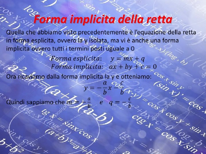 Forma implicita della retta • 