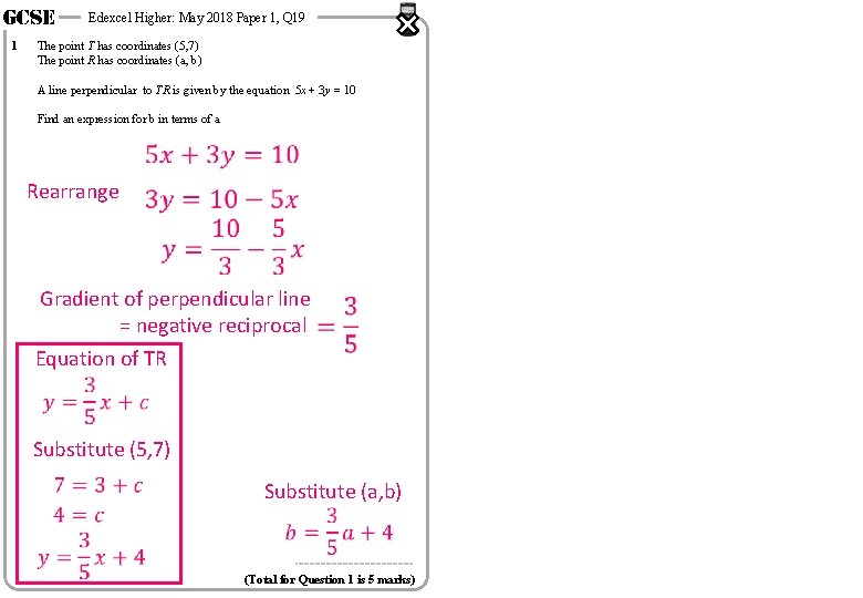 GCSE 1 Edexcel Higher: May 2018 Paper 1, Q 19 The point T has