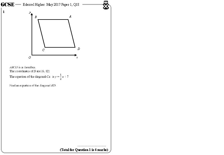 GCSE 1 Edexcel Higher: May 2017 Paper 1, Q 18 y A B C